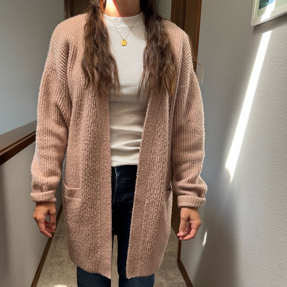 Halogen Pink Cardigan Sweater Oversized Knit, size small